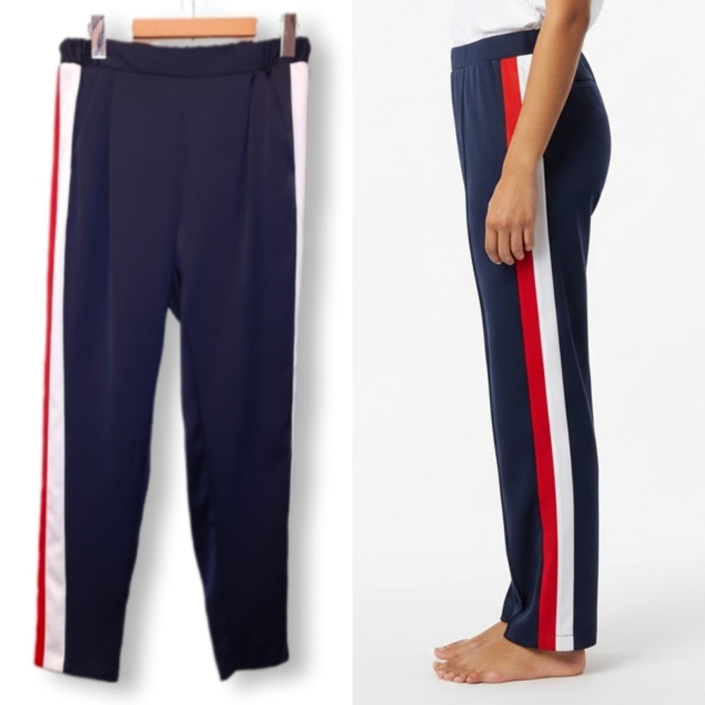 Imperial Side Stripe Pull On Pants Elastic Waist Slim Made In Italy Size Small